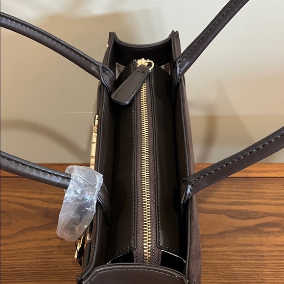 Guess | Chocolate Brown Satchel w/Iconic Logo Bag Charm - Picture 10 of 17